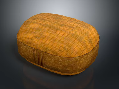 Handcrafted Bamboo Woven Oval Box With Natural Brown Texture And Closed Lid 3d model