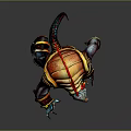 3D Fantasy Creature Character With Red Feathered Crest Colorful Armor And Battle Stance