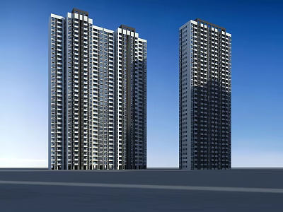 Modern High Rise Residential Buildings With Blue Sky Background And Urban Architecture 3d model