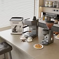 Modern Kitchen Counter With Coffee Machine Grinder And Daily Appliances