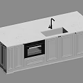 White Bar Counter Interior With Granite Countertop Sink Faucet Oven And Cabinets