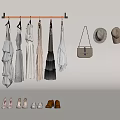 Wall Mounted Hook With Hanging Clothes Handbag Hat And Shoes Organization 3d model