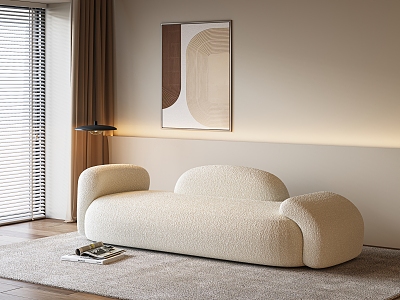 Silent Duo Sofa Cream Lambskin Duo Sofa Double Sofa model