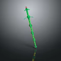 Green Decorative Weapon With Red Tip And Yellow Patterned Blade Design 3d model