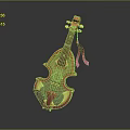 Colorful Decorative Violin Instrument With Pink Ribbon And 3D Model Design