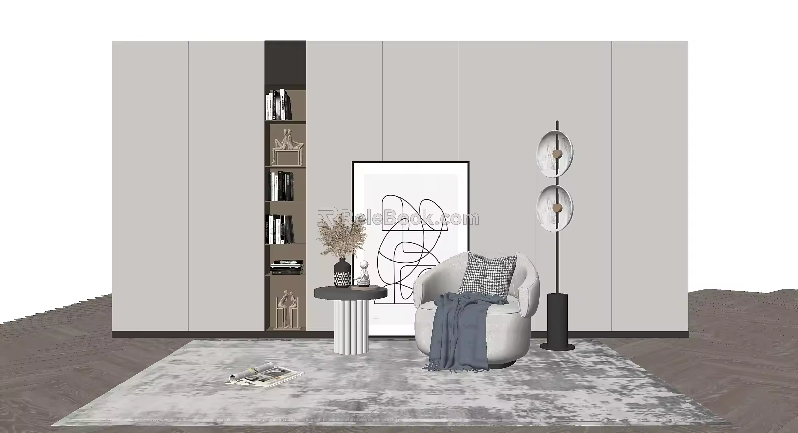 Modern Single Sofa Dried Flower 3d model