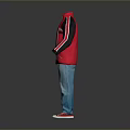 Red Jacket Blue Jeans And Red Sneakers Casual Everyday Wear