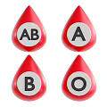Human Organ Blood Type Display With AB A B O Red Droplet Shapes