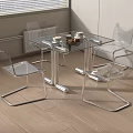Modern Glass Top Negotiation Table With Transparent Chairs For Office 3d model