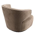 Modern Beige Velvet Single Sofa With Curved Armrest And Quilted Stitching Design