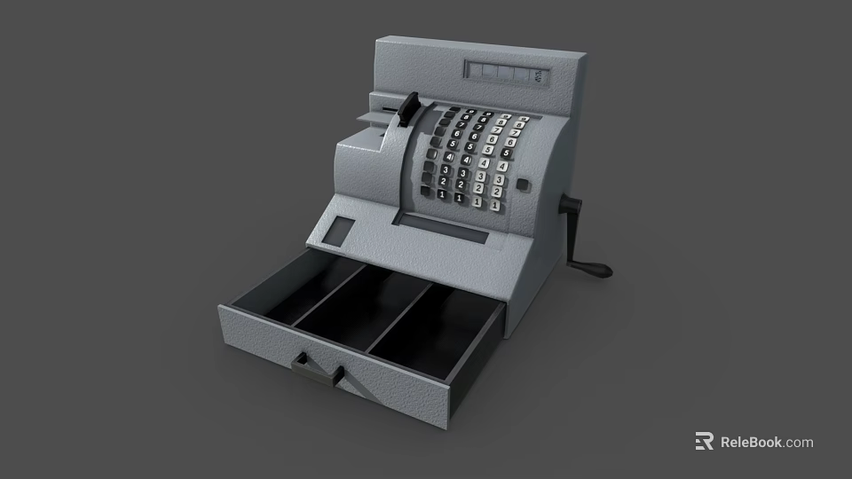 Classic Commercial Cash Register With Keyboard And Drawer For Business Use 3d model 