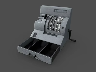 Classic Commercial Cash Register With Keyboard And Drawer For Business Use 3d model