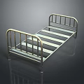Kids Play Equipment Metal Frame Bed With Guardrails And Striped Slats