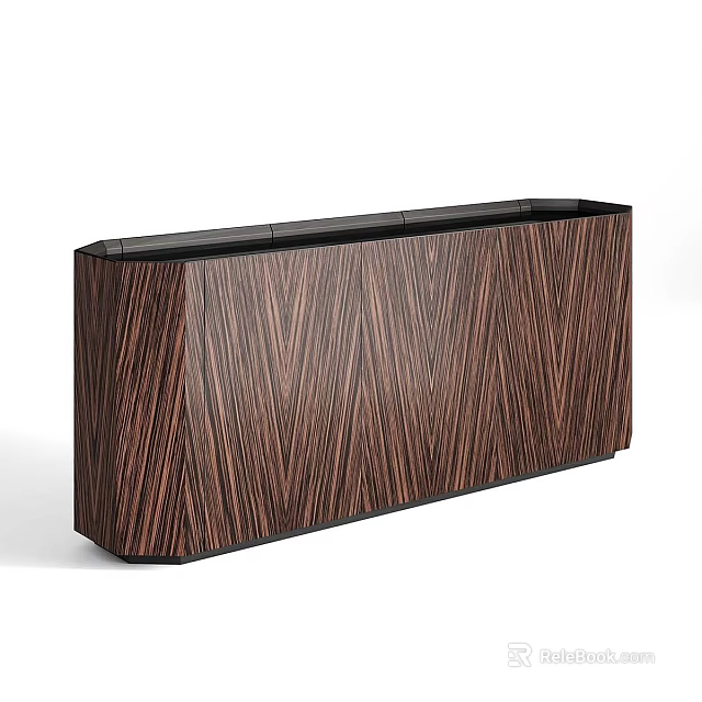 Modern Entryway Console Cabinet With Wooden Striped Texture And Sleek Design 3d model 