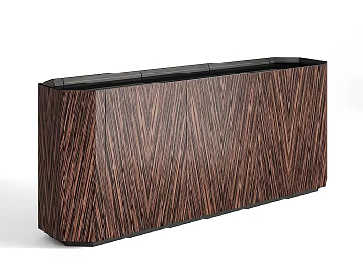 Modern Entryway Console Cabinet With Wooden Striped Texture And Sleek Design 3d model