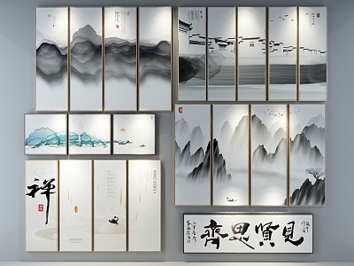 New Chinese Landscape Painting Decorative Painting 3d model