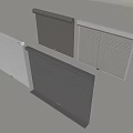 Security Doors with Roll up Flat Panel Grid and Louvered Designs in Gray White 3d model