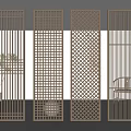 New Chinese-style Partition Hollow-out Carved Partition Chinese-style Lattice Screen 3d model