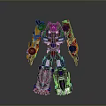 Colorful Transformer Robot Figure With Detailed Red Purple Armor And Mechanical Parts