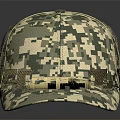 Camouflage Patterned Baseball Hat In Green And Beige For Casual Military Style Wear