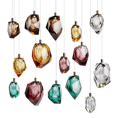 Colorful Glass Pendant Lights With Unique Irregular Shapes And Modern Design 3d model