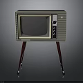 Vintage TV Set With Tripod Stand Wooden Frame And Classic Dials
