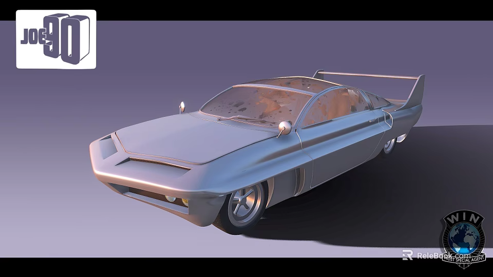 Retro Futuristic Light Blue Car With Streamlined Design Transparent Roof And Silver Wheels 3d model 