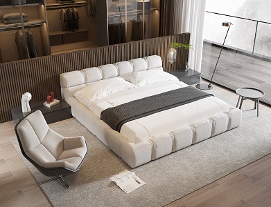 modern double bed 3d model