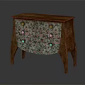 Vintage Floral Pattern Wooden Console Cabinet With Curved Legs And Drawers