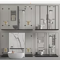 Modern Shower Sauna Bathroom Interior With Glass Enclosures Marble Walls And Towel Racks