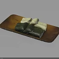 Traditional Green And White Dessert Pastries Arranged On Wooden Serving Plate