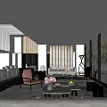 Modern Lounge Area Interior Design With Sofa Coffee Table And Large Windows 3d model