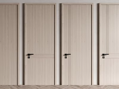 Light Wood Wooden Hinged Doors With Sleek Design And Textured Panels 3d model