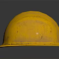 Worn Yellow Safety Helmet Placed On Black Background With Reflection 3d model