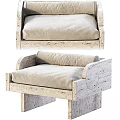 Modern Leisure Accent Chair With Distressed Wooden Frame And Beige Cushion Design
