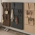 Wooden Wall Mounted Coat Hangers With Coats Bags And Hats In Modern Interior