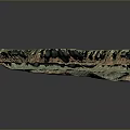 3D Canyon Landscape Model With Green Red Rock Layers And Layered Texture 3d model
