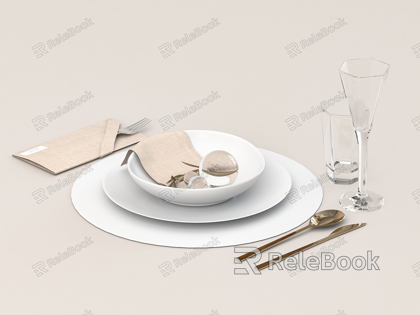 Restaurant Cup Dishes Tableware Ornaments Combination model