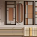 Modern partition glass partition wall restaurant partition metal 3d model