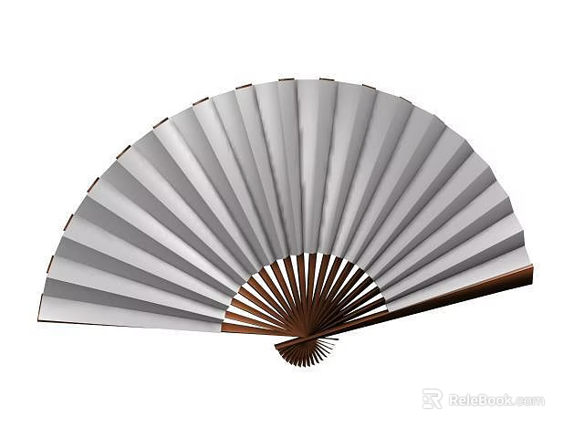 Traditional Style Folding Fan Pendant With Wooden Frame And White Surface 3d model 