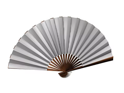 Traditional Style Folding Fan Pendant With Wooden Frame And White Surface 3d model