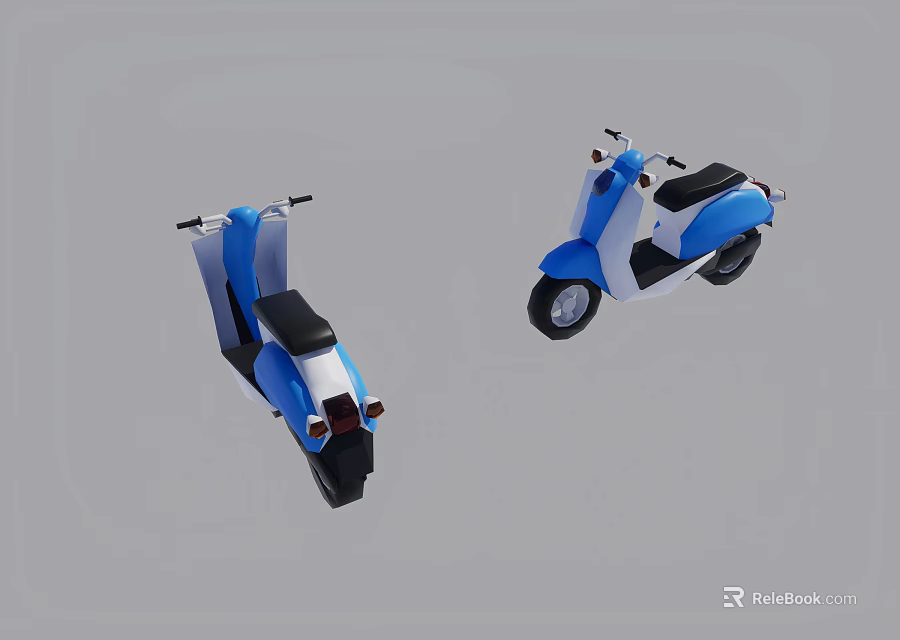 Two Blue And White Scooters With Simple Design On Gray Background 3d model 