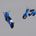 Two Blue And White Scooters With Simple Design On Gray Background