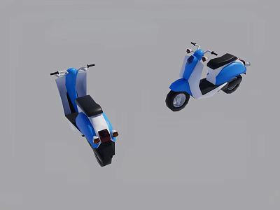 Two Blue And White Scooters With Simple Design On Gray Background 3d model
