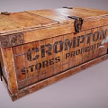 Vintage Wooden Box With Crompton Stores Property Label And Metal Clasps