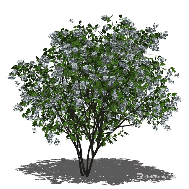 Arbor With Lush Green Leaves And White Flowers In Full Bloom 3d model 