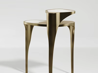 Modern Stacked Side Tables With Brass Legs And Transparent Glass Tops 3d model