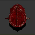 Red Claw Shaped 3D Model With Textured Surface On Gray Background