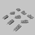 Military Weapons Featuring Various Tanks With Different Camouflage Patterns And Designs 3d model