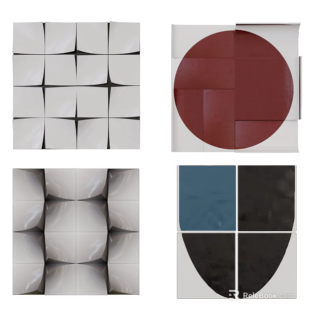 Modern 3D Geometric Wall Decor With Abstract Shapes And Colorful Patterns 3d model 